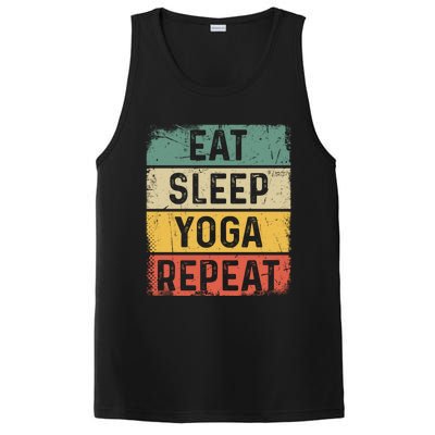 Vintage Meditation Exercise Funny Gift Eat Sleep Yoga Repeat Gift PosiCharge Competitor Tank