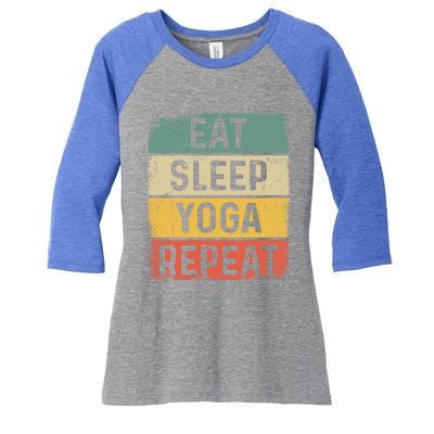 Vintage Meditation Exercise Funny Eat Sleep Yoga Repeat Gift Women's Tri-Blend 3/4-Sleeve Raglan Shirt