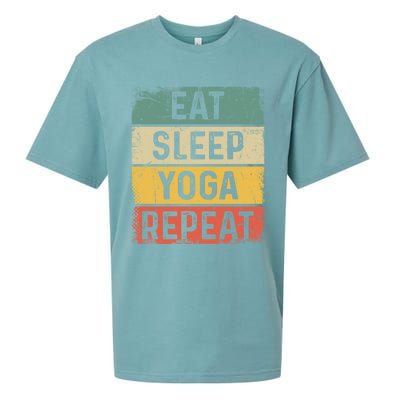 Vintage Meditation Exercise Funny Eat Sleep Yoga Repeat Gift Sueded Cloud Jersey T-Shirt