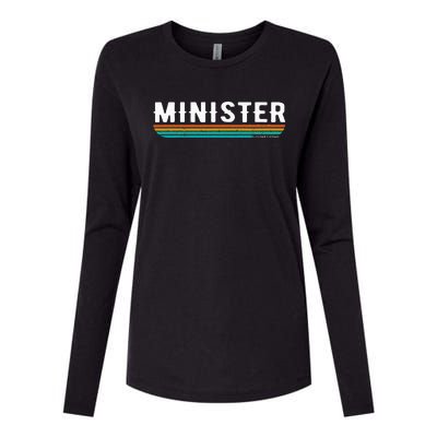 Vintage Minister Funny Job Title Profession Worker Womens Cotton Relaxed Long Sleeve T-Shirt