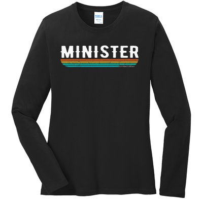 Vintage Minister Funny Job Title Profession Worker Ladies Long Sleeve Shirt