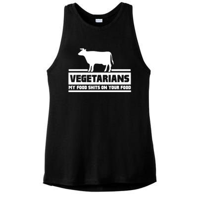 Vegetarians My Food Shits On Your Food Ladies PosiCharge Tri-Blend Wicking Tank