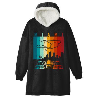 Vintage Miami Formula Racing Track Circuit Fan Hooded Wearable Blanket