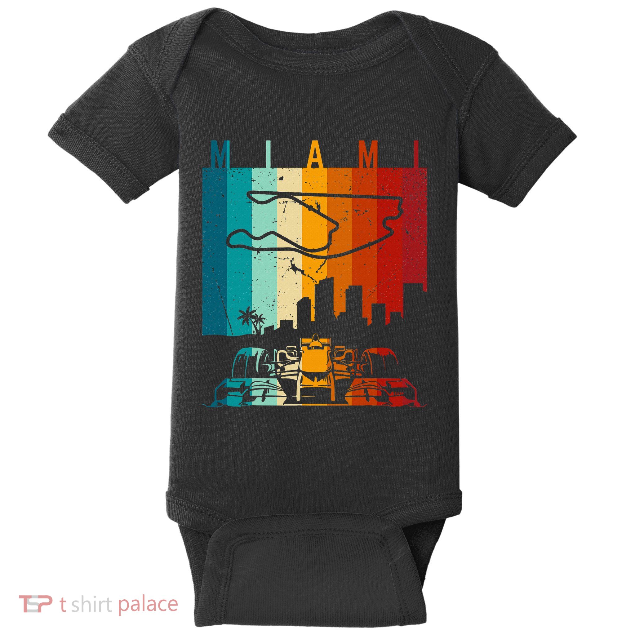 Vintage Miami Formula Racing Track Circuit Fan Baby Bodysuit