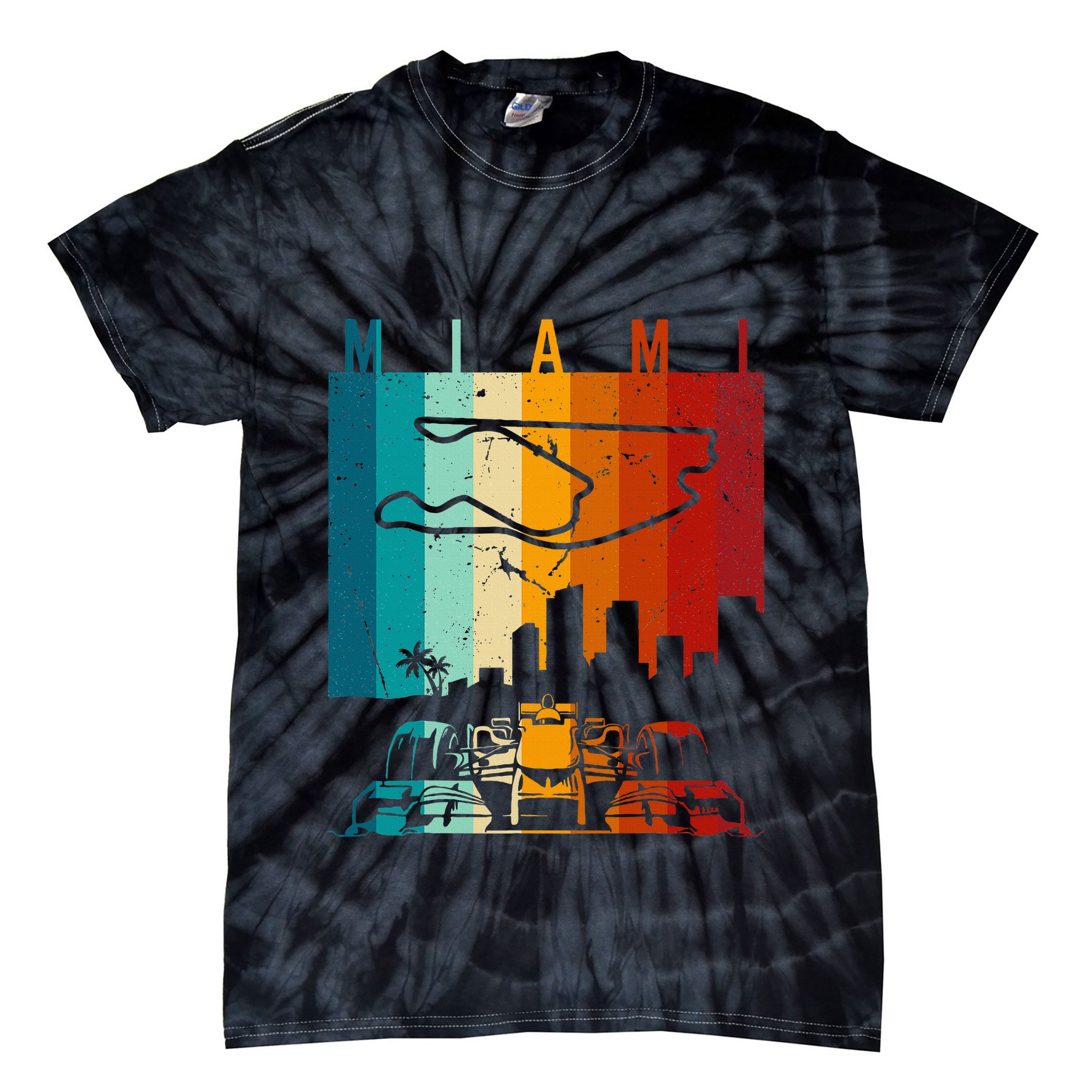 Vintage Miami Formula Racing Track Circuit Fan Tie-Dye T-Shirt