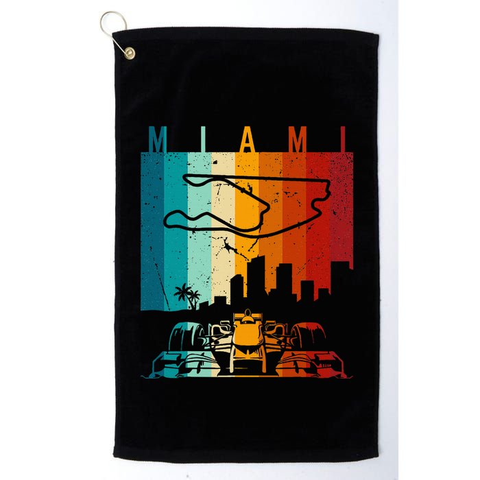 Vintage Miami Formula Racing Track Circuit Fan Golf Towel