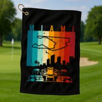 Vintage Miami Formula Racing Track Circuit Fan Golf Towel