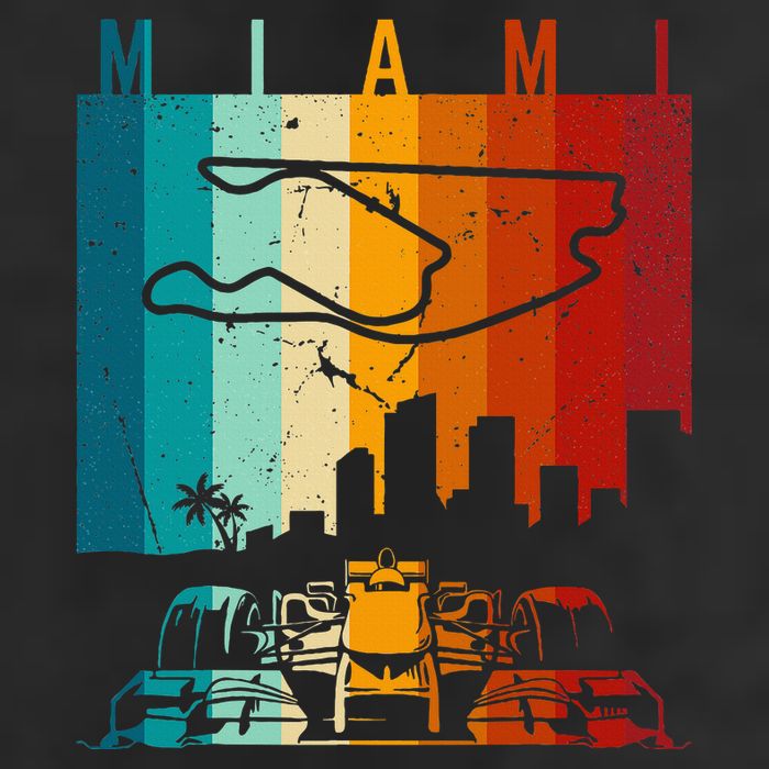 Vintage Miami Formula Racing Track Circuit Fan Golf Towel