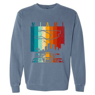 Vintage Miami Formula Racing Track Circuit Fan Garment-Dyed Sweatshirt