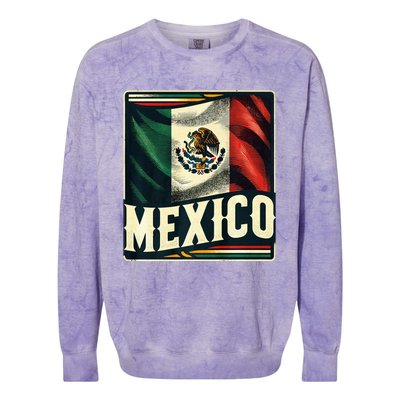 Vintage Mexican Flag Pride Mexico Colorblast Crewneck Sweatshirt