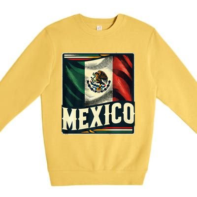 Vintage Mexican Flag Pride Mexico Premium Crewneck Sweatshirt