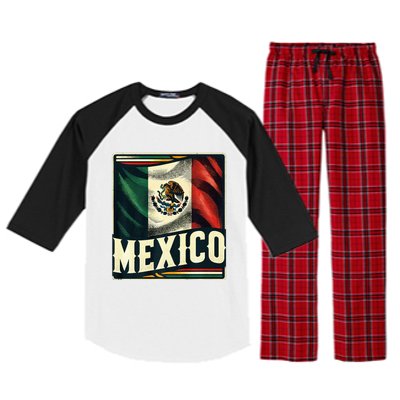 Vintage Mexican Flag Pride Mexico Raglan Sleeve Pajama Set