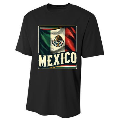 Vintage Mexican Flag Pride Mexico Performance Sprint T-Shirt