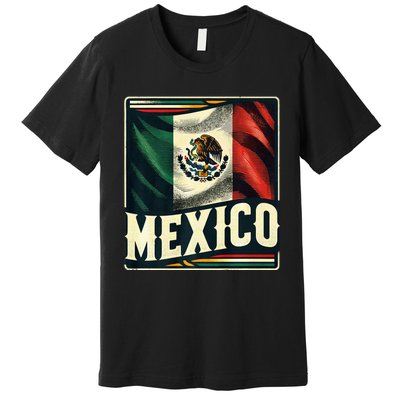 Vintage Mexican Flag Pride Mexico Premium T-Shirt