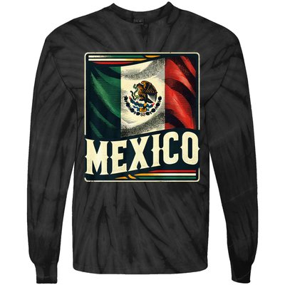 Vintage Mexican Flag Pride Mexico Tie-Dye Long Sleeve Shirt