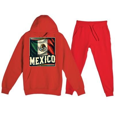 Vintage Mexican Flag Pride Mexico Premium Hooded Sweatsuit Set