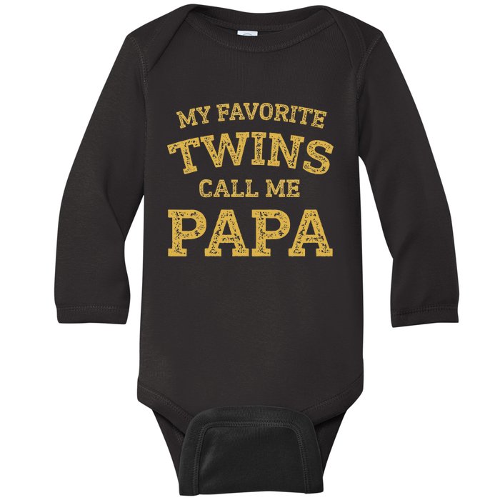 Vintage My Favorite Twins Call Me Papa Grandpa Of Twins Baby Long Sleeve Bodysuit