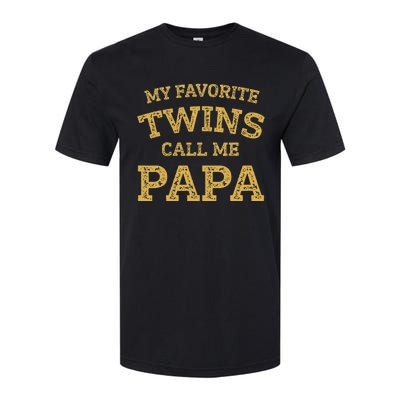 Vintage My Favorite Twins Call Me Papa Grandpa Of Twins Softstyle CVC T-Shirt