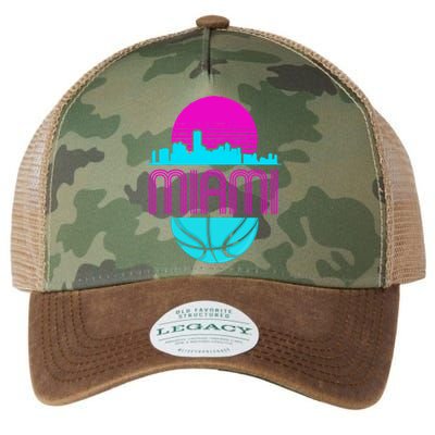 Vintage Miami Florida Cityscape Retro Basketball Legacy Tie Dye Trucker Hat