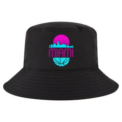 Vintage Miami Florida Cityscape Retro Basketball Cool Comfort Performance Bucket Hat