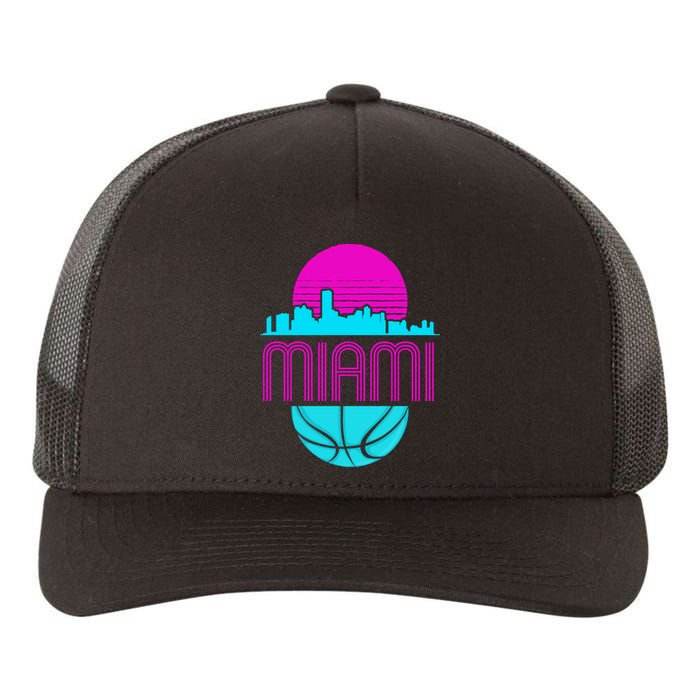 Vintage Miami Florida Cityscape Retro Basketball Yupoong Adult 5-Panel Trucker Hat