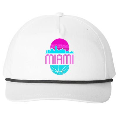 Vintage Miami Florida Cityscape Retro Basketball Snapback Five-Panel Rope Hat