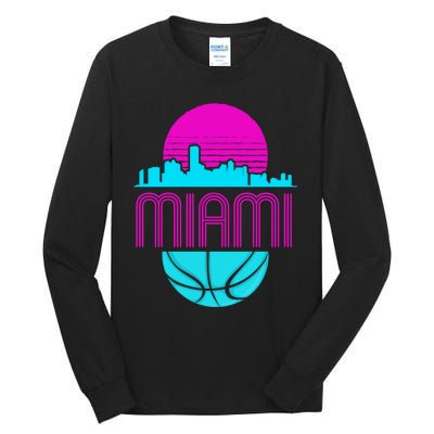 Vintage Miami Florida Cityscape Retro Basketball Tall Long Sleeve T-Shirt