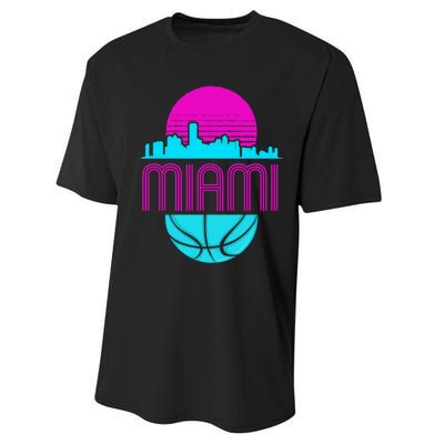 Vintage Miami Florida Cityscape Retro Basketball Performance Sprint T-Shirt