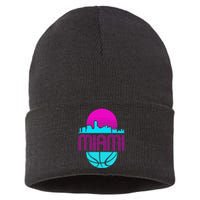 Vintage Miami Florida Cityscape Retro Basketball Sustainable Knit Beanie