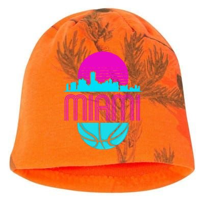 Vintage Miami Florida Cityscape Retro Basketball Kati - Camo Knit Beanie