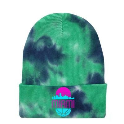 Vintage Miami Florida Cityscape Retro Basketball Tie Dye 12in Knit Beanie