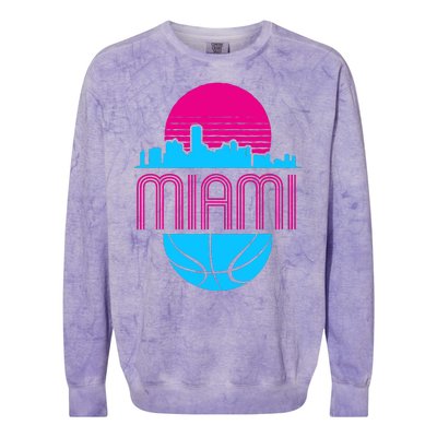 Vintage Miami Florida Cityscape Retro Basketball Colorblast Crewneck Sweatshirt