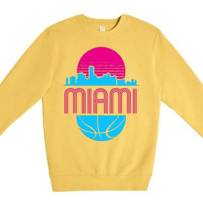 Vintage Miami Florida Cityscape Retro Basketball Premium Crewneck Sweatshirt