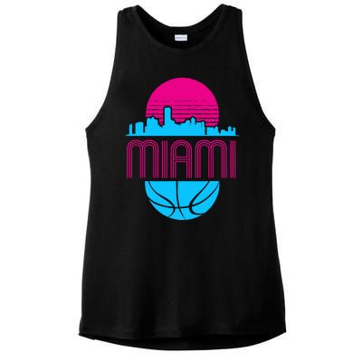 Vintage Miami Florida Cityscape Retro Basketball Ladies PosiCharge Tri-Blend Wicking Tank