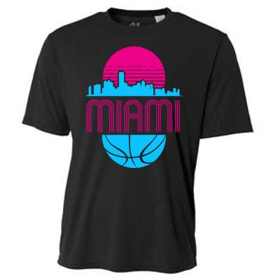 Vintage Miami Florida Cityscape Retro Basketball Cooling Performance Crew T-Shirt