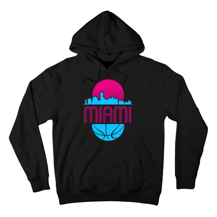 Vintage Miami Florida Cityscape Retro Basketball Hoodie