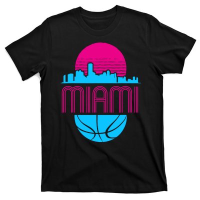 Vintage Miami Florida Cityscape Retro Basketball T-Shirt