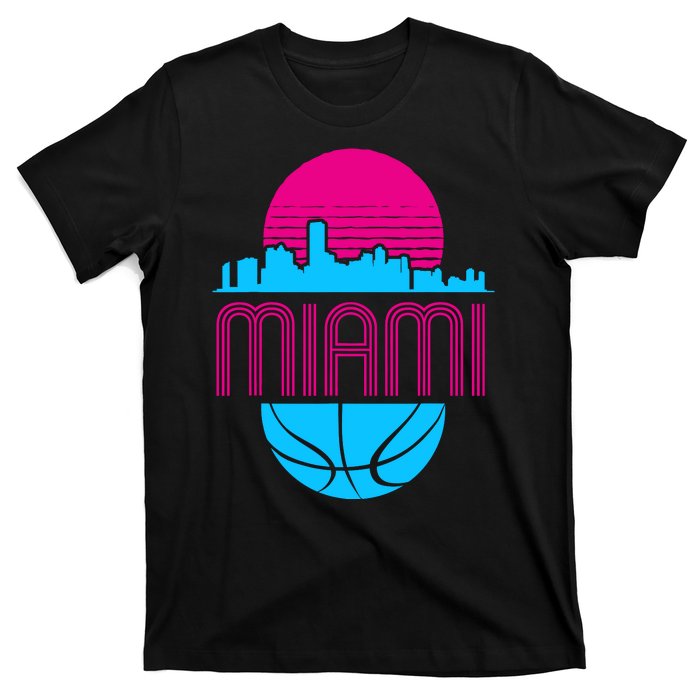 Vintage Miami Florida Cityscape Retro Basketball T-Shirt