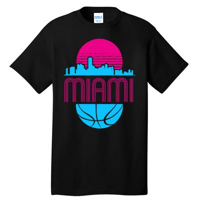 Vintage Miami Florida Cityscape Retro Basketball Tall T-Shirt