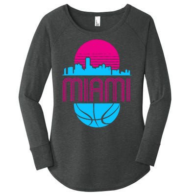 Vintage Miami Florida Cityscape Retro Basketball Women's Perfect Tri Tunic Long Sleeve Shirt