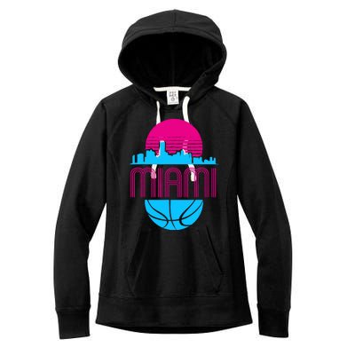 Vintage Miami Florida Cityscape Retro Basketball Women's Fleece Hoodie