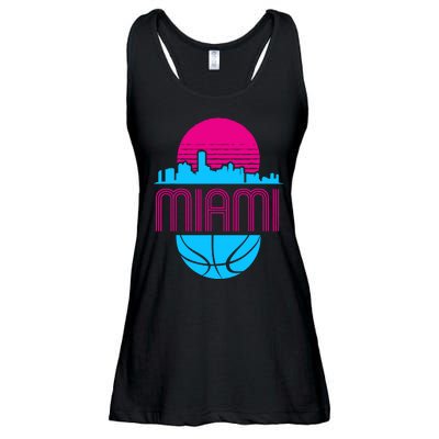 Vintage Miami Florida Cityscape Retro Basketball Ladies Essential Flowy Tank