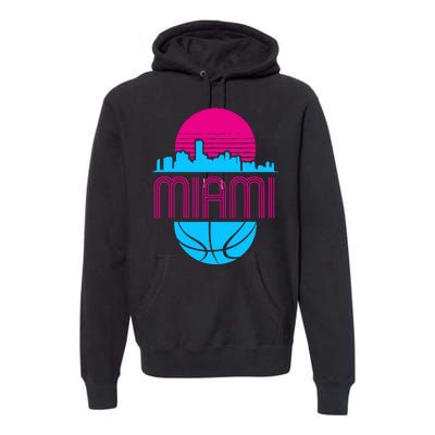 Vintage Miami Florida Cityscape Retro Basketball Premium Hoodie