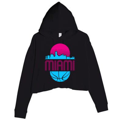 Vintage Miami Florida Cityscape Retro Basketball Crop Fleece Hoodie