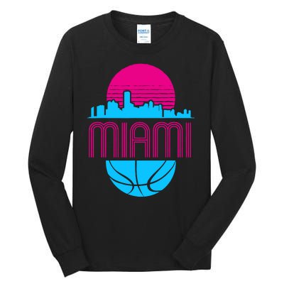 Vintage Miami Florida Cityscape Retro Basketball Tall Long Sleeve T-Shirt