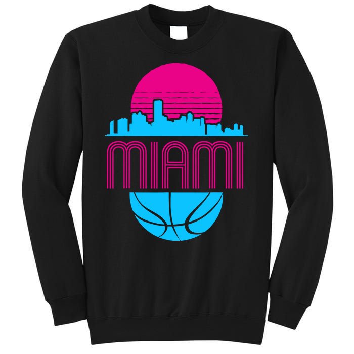 Vintage Miami Florida Cityscape Retro Basketball Tall Sweatshirt