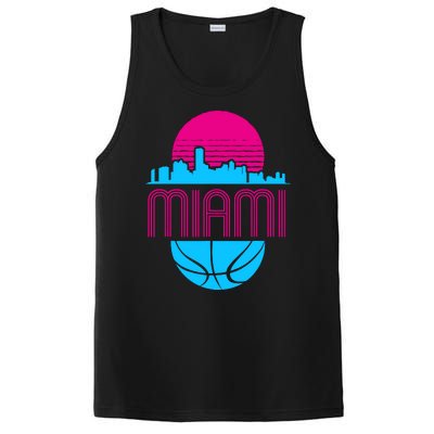 Vintage Miami Florida Cityscape Retro Basketball PosiCharge Competitor Tank