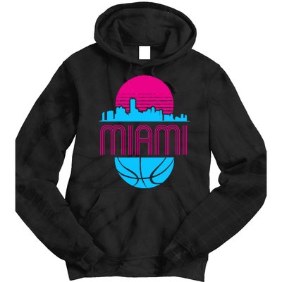 Vintage Miami Florida Cityscape Retro Basketball Tie Dye Hoodie