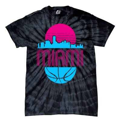 Vintage Miami Florida Cityscape Retro Basketball Tie-Dye T-Shirt