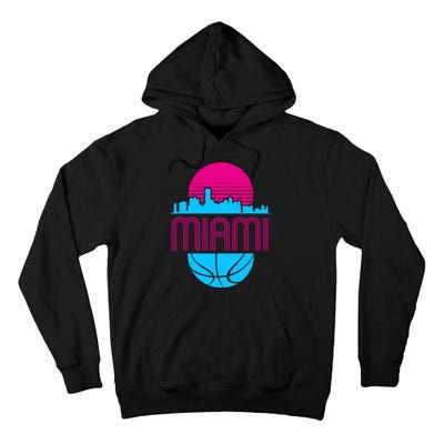 Vintage Miami Florida Cityscape Retro Basketball Tall Hoodie